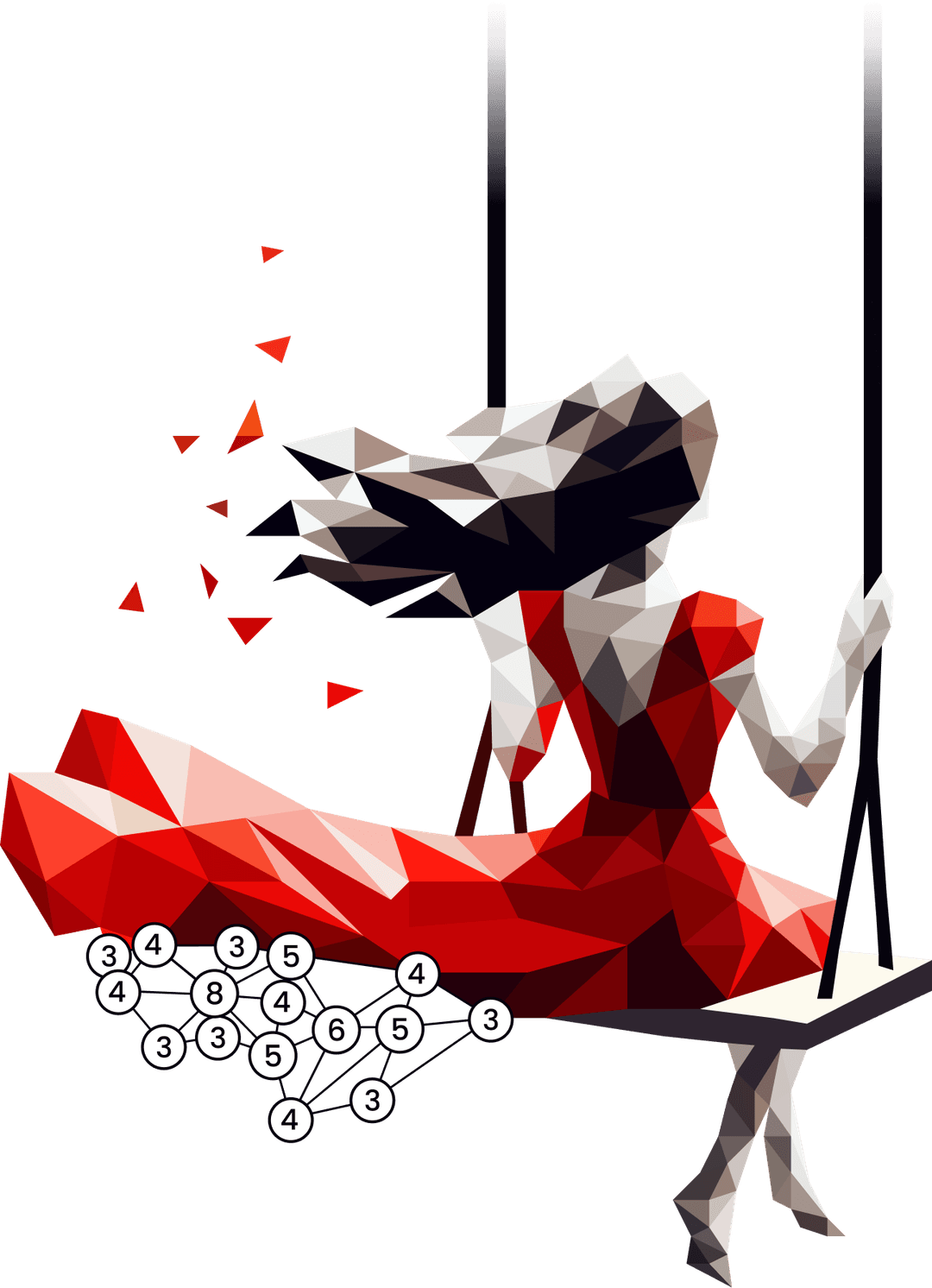 A finished Nodes puzzle revealing a low-poly illustration